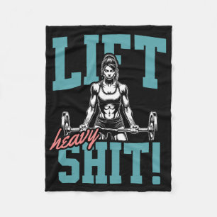 Lift Heavy 2 Funny Gym Workout T-shirt Powerliftin Fleece Deken