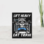 Lift Heavy Eat Trash Weightlifting Bodybuilding Gy Kaart (Voorkant)
