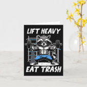 Lift Heavy Eat Trash Weightlifting Bodybuilding Gy Kaart (Gele Bloem)