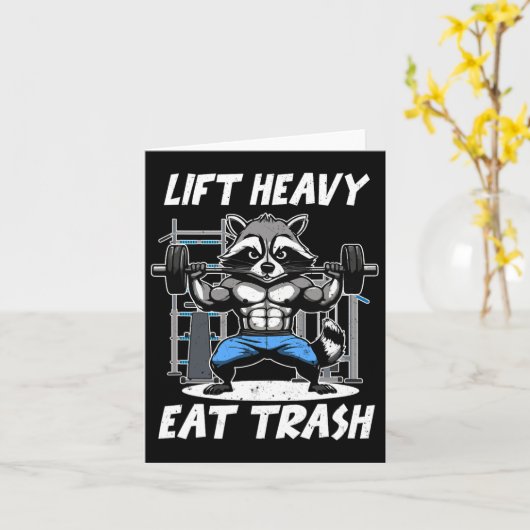 Lift Heavy Eat Trash Weightlifting Bodybuilding Gy Kaart (Gele Bloem)