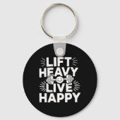 Lift Heavy Live Happy Barbell Bodybuilding  Sleutelhanger (Voorkant)