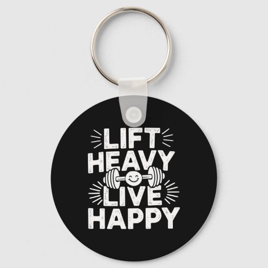 Lift Heavy Live Happy Barbell Bodybuilding  Sleutelhanger (Voorkant)