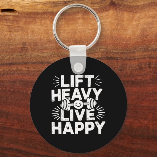 Lift Heavy Live Happy Barbell Bodybuilding  Sleutelhanger (Voorkant)