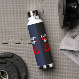 Lift Heavy Live Happy – Gym, Motivatie, Fitness Waterfles