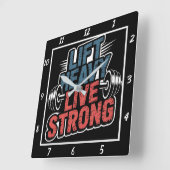 Lift Heavy Live Strong Barbell Vierkante Klok (Hoek)