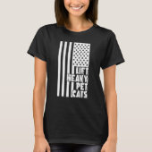 Lift Heavy Pet Cats American Flag Graphic Cat T-sh T-shirt (Voorkant)