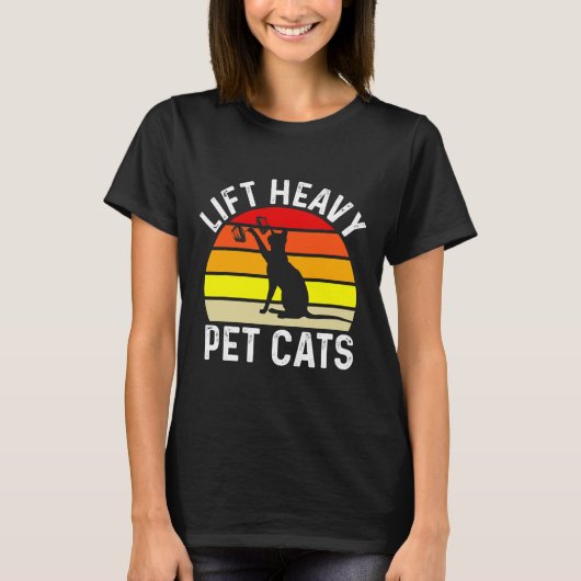 Lift Heavy Pet Cats Bodybuilding T-shirt (Voorkant)