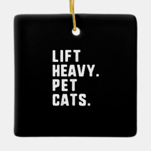 Lift Heavy Pet Cats Funny Gym Workout Lifting Gift Keramisch Ornament