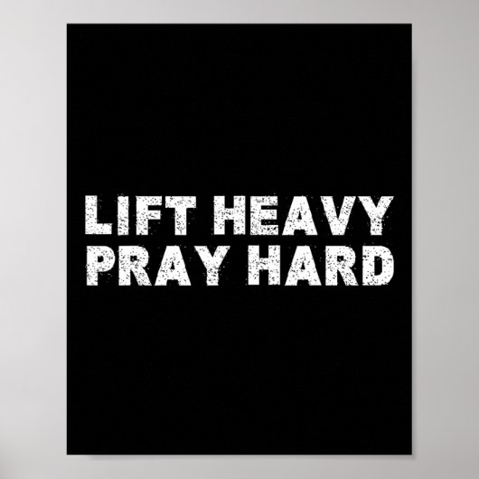 Lift Heavy Pray Hard Fitness Bodybuilding Jesus Fa Poster (Voorkant)