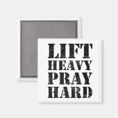 Lift Heavy Pray Hard Gym Christian Quote  Magneet (Voorkant / Achterkant)