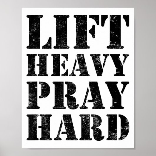 Lift Heavy Pray Hard Gym Christian Quote Poster (Voorkant)