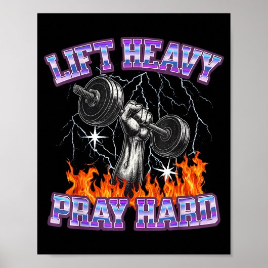Lift Heavy Pray Hard Gym Christian Workout Men Wom Poster (Voorkant)