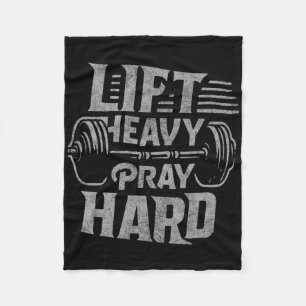 Lift Heavy Pray Hard Gym Jesus Christelijk voor Ch Fleece Deken