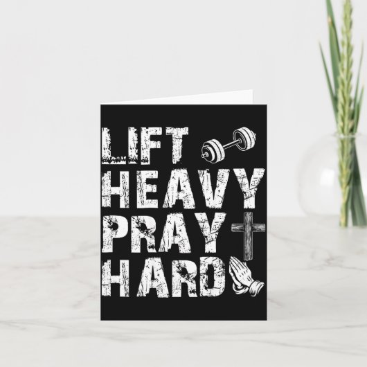 Lift Heavy Pray Hard Gym Workout Christian Gift On Kaart (Voorkant)