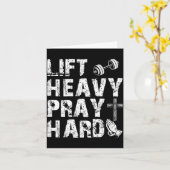 Lift Heavy Pray Hard Gym Workout Christian Gift On Kaart (Gele Bloem)