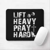 Lift Heavy Pray Hard Gym Workout Christian Gift On Muismat (Met muis)