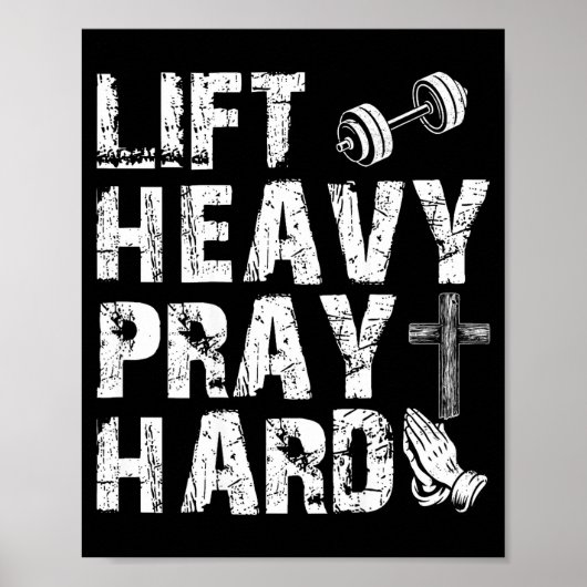 Lift Heavy Pray Hard Gym Workout Christian Gift On Poster (Voorkant)