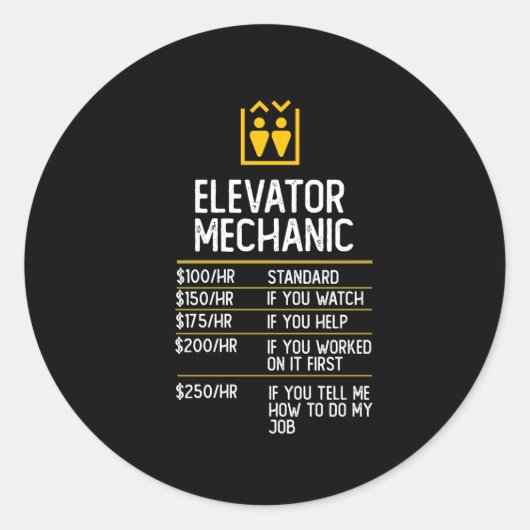 Lift Mechanic Grappig Gift cadeau Idee Ronde Sticker (Voorkant)