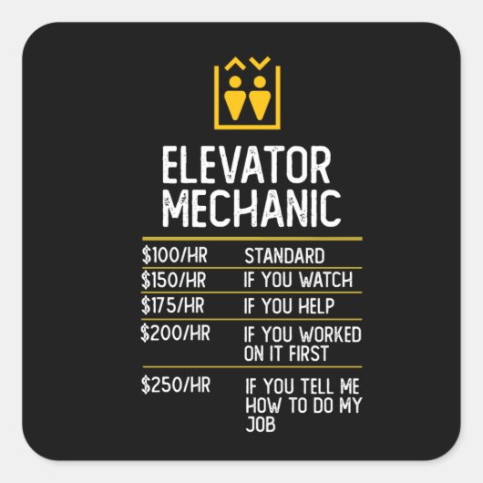 Lift Mechanic Grappig Gift cadeau Idee Vierkante Sticker (Voorkant)
