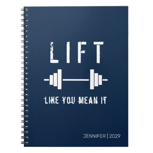 Lift net als jij het Blue White Fitness Notitieboe Notitieboek (Voorkant)