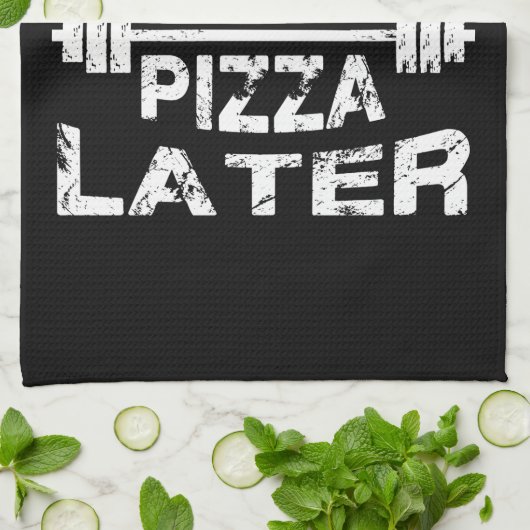 Lift Now, Pizza later - Grappig Gym-werkresultaat Theedoek (Gevouwen)