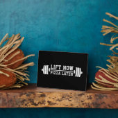 Lift nu, Pizza Later, Barbell - Funny Novelty Gym Fotoplaat (Zijkant)