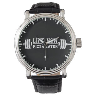 Lift nu, Pizza Later, Barbell - Funny Novelty Gym Horloge