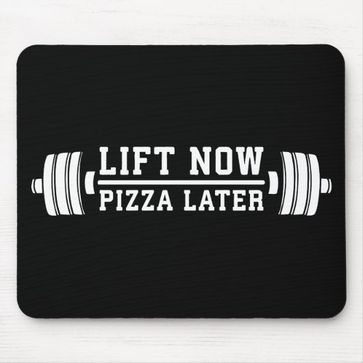 Lift nu, Pizza Later, Barbell - Funny Novelty Gym Muismat (Voorkant)