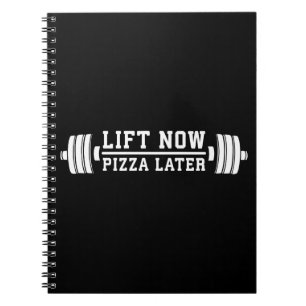 Lift nu, Pizza Later, Barbell - Funny Novelty Gym Notitieboek