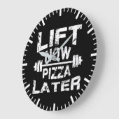 Lift nu, Pizza Later - Grappige Gym Workout Grote Klok (Hoek)