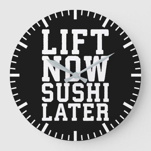 Lift nu, Sushi Later - Carbs - Funny Novelty Gym Grote Klok (Voorkant)