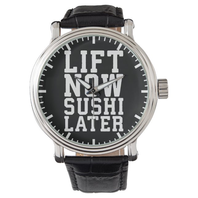 Lift nu, Sushi Later - Carbs - Funny Novelty Gym Horloge (Voorkant)
