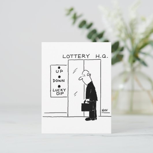 Lift of lift in een Cartoon met hoofdkwartier Briefkaart (Staand voorkant)