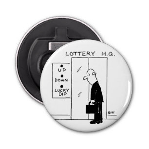 Lift of lift in een Cartoon met hoofdkwartier Button Flesopener