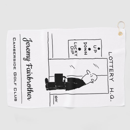 Lift of lift in een Cartoon met hoofdkwartier Golfhanddoek (Horizontaal)