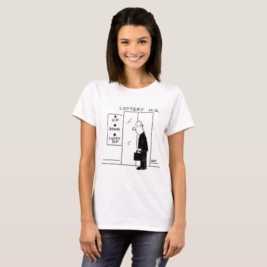 Lift of lift in een Cartoon met hoofdkwartier T-shirt (Voorkant volledig)