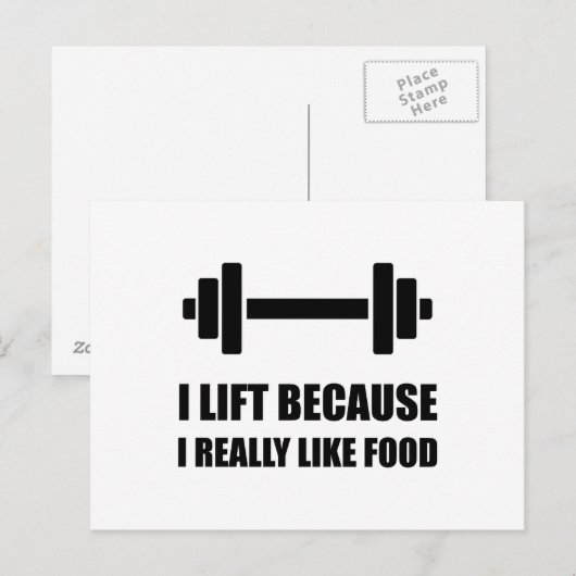 Lift omdat als voedsel een grappige prijsopgave briefkaart (Voorkant / Achterkant)