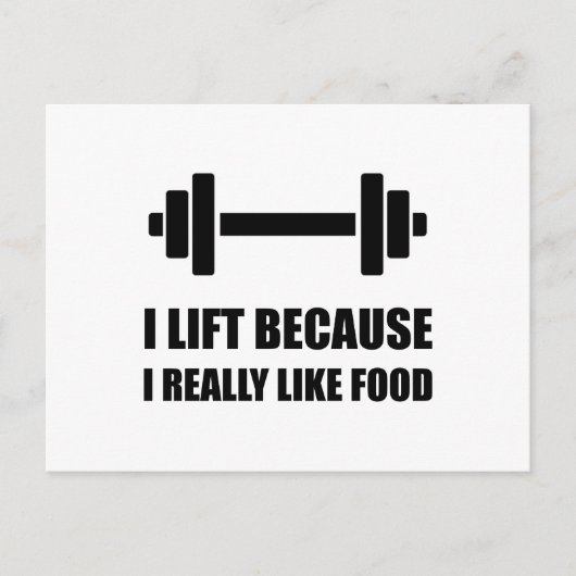 Lift omdat als voedsel een grappige prijsopgave briefkaart (Voorkant)