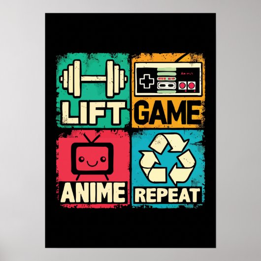 Lift, spel, anime, herhalen poster (Voorkant)