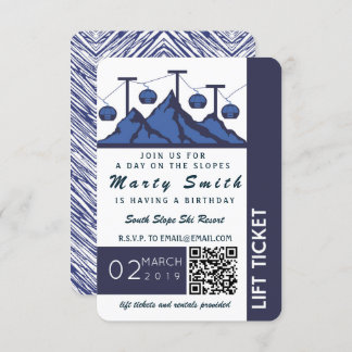 Lift Ticket Ski-uitnodiging Kaart