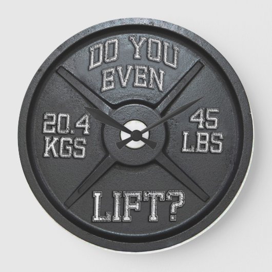Lift u zelfs op - Barbell Bord Wall Clock Grote Klok (Voorkant)
