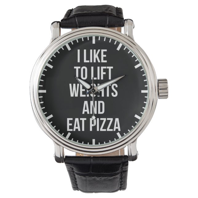 Lift Weights en Eat Pizza - Carbs - Funny Novelty Horloge (Voorkant)