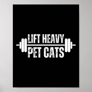 Lift Zware Huisdier Katten Gewichtheffer Gym Barbe Poster