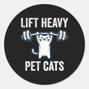 Lift Zware Huisdier Katten Grappige Gym Workout Ge Ronde Sticker