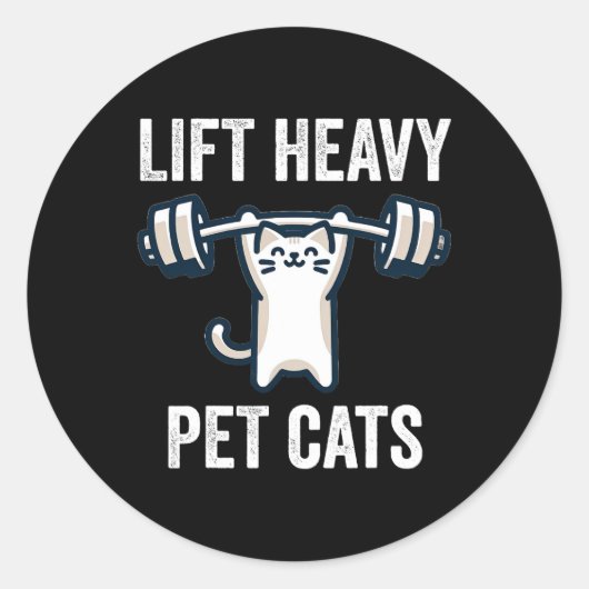 Lift Zware Huisdier Katten Grappige Gym Workout Ge Ronde Sticker (Voorkant)