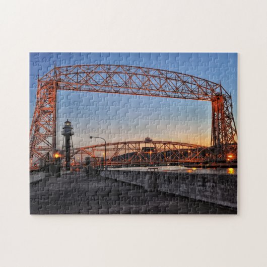 Liftbrug voor de lucht en vuurtoren Duluth Minneso Legpuzzel (Horizontaal)