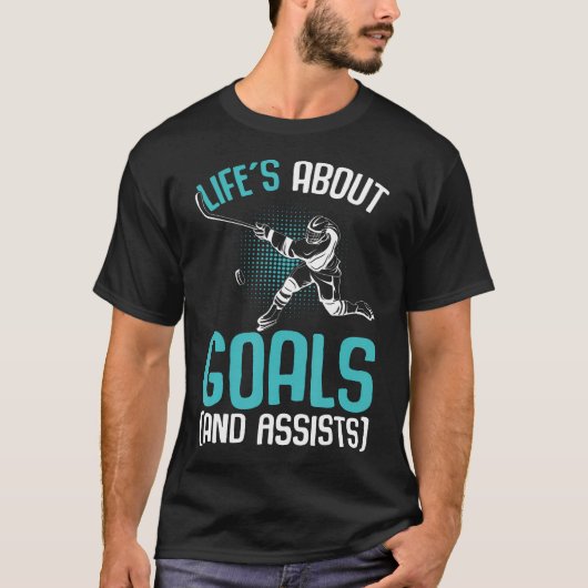 Liften over Doelstellingen Hockey Player Ice Hocke T-shirt (Voorkant)