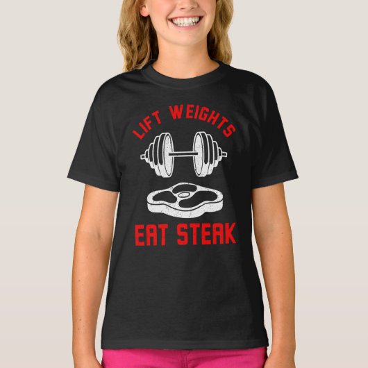 Liftgewicht Eet steak T-shirt (Voorkant)
