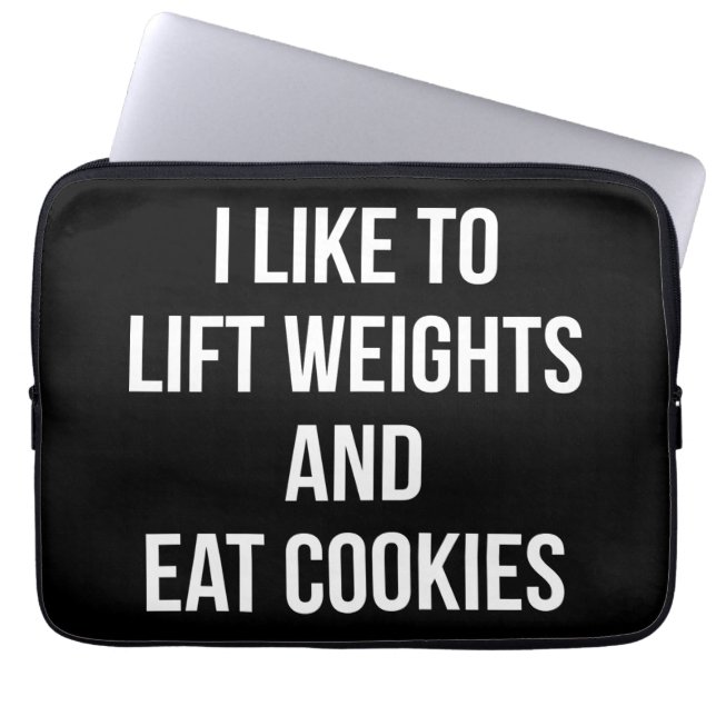 Liftgewicht en Eat Cookies - Funny Workout Laptop Sleeve (Voorkant)