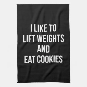 Liftgewicht en Eat Cookies - Funny Workout Theedoek